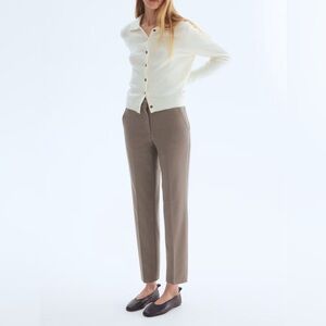 H&M High-Waisted Straight Leg Trousers • Taupe Ankle Pants Size 4
